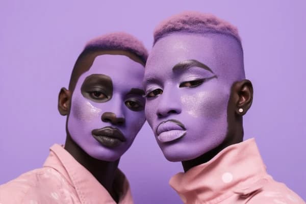 Gay couple with masks in an online gay chat